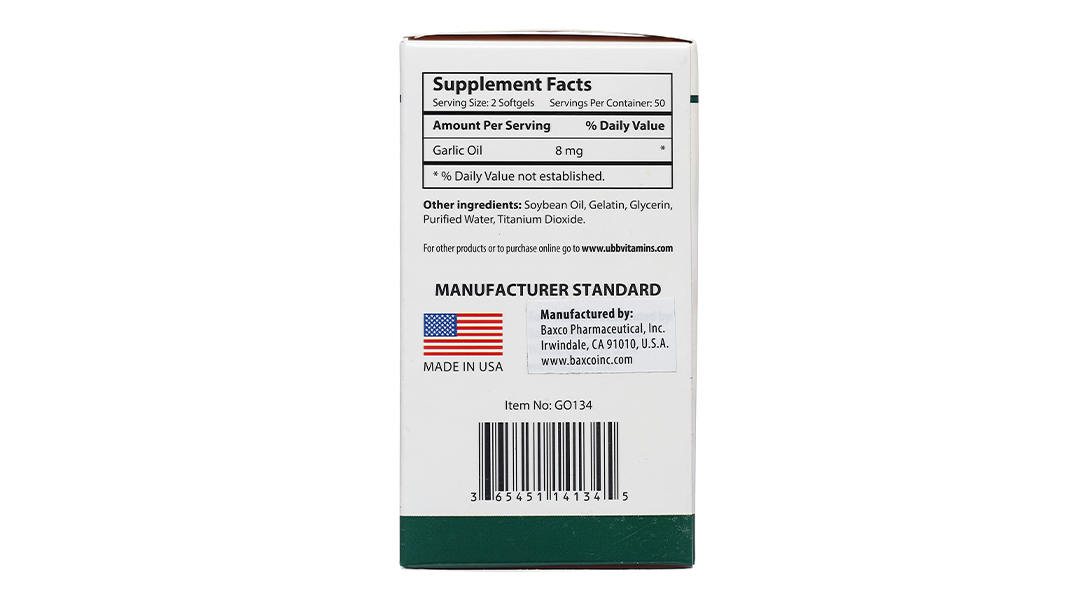 UBB Garlic Oil hỗ trợ tiêu hóa, giảm mỡ máu lọ 100 viên