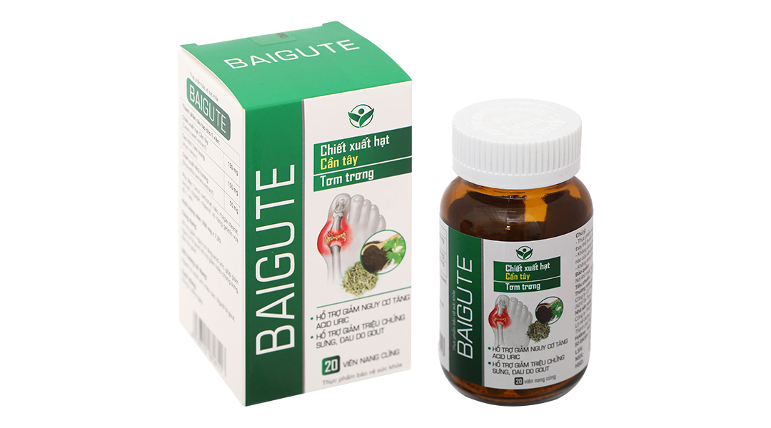 Baigout cải thiện sưng, đau khớp do gout hộp 20 viên