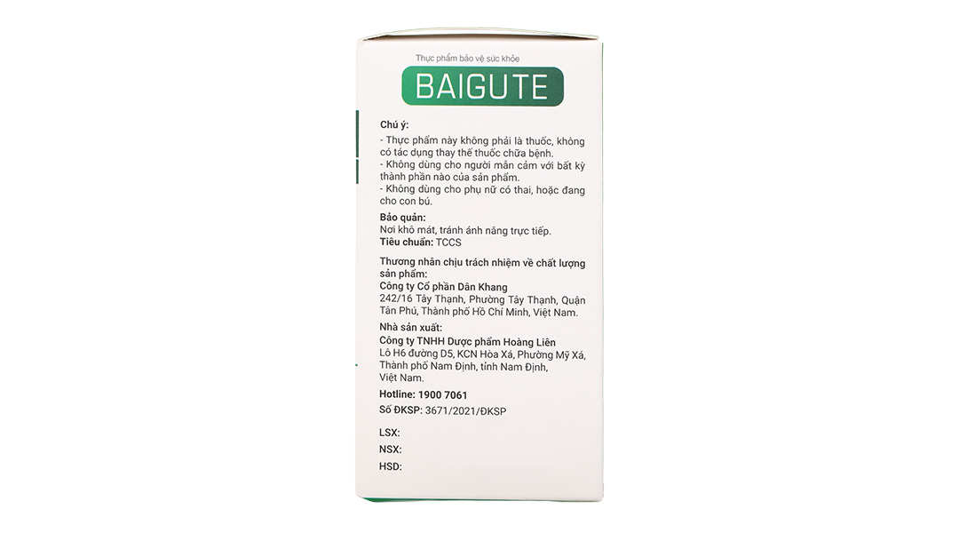 Baigout cải thiện sưng, đau khớp do gout hộp 20 viên