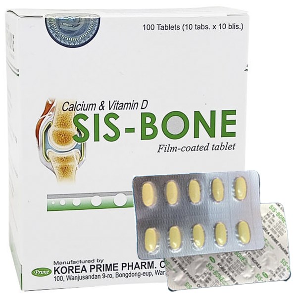 Sis-Bone bổ sung canxi, trị loãng xương (10 vỉ x 10 viên)